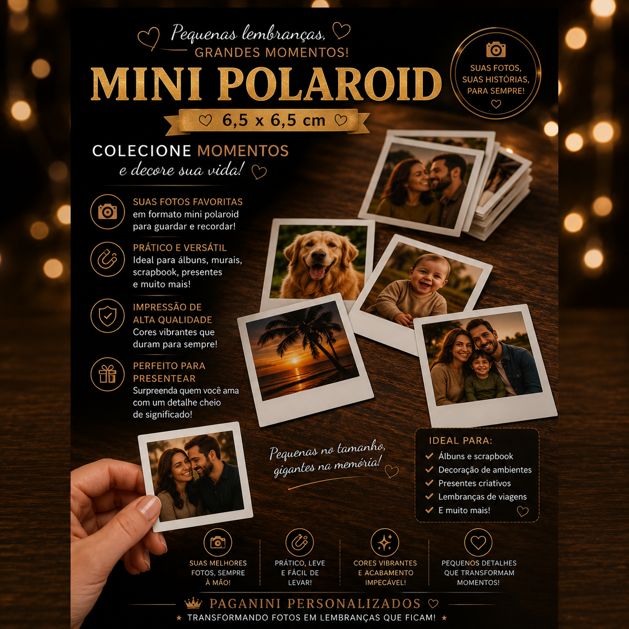 📸Mini Fotos Polaroides 30 Unidades – Cabe na capinha de Celular – Alta qualidade – SEM LEGENDAS